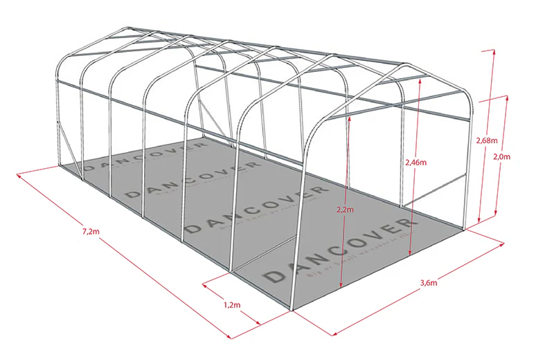 Vindskydd för djur 3,6x7,2x2,68m, PVC, Grönt - Image 6