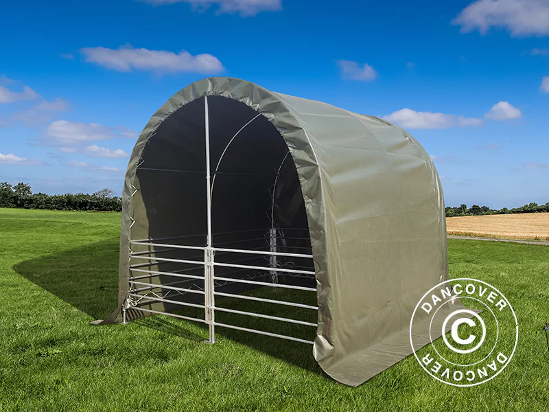 Vindskydd för djur 3x3x2,8m, PVC, Grön - Image 3