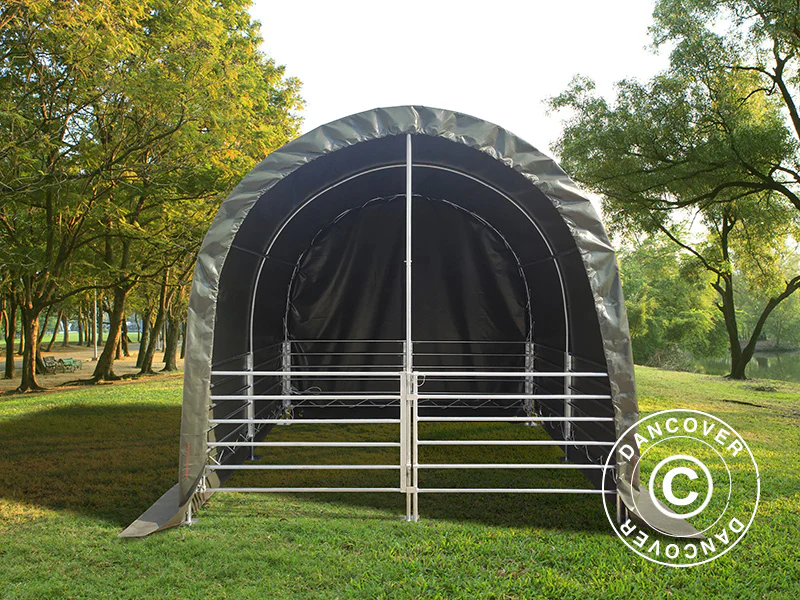 Vindskydd för djur 3x3x2,8m, PVC, Grön - Image 5