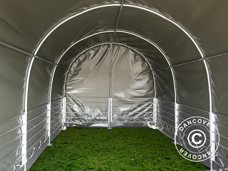 Vindskydd för djur 3x3x2,8m, PVC, Grön - Image 7