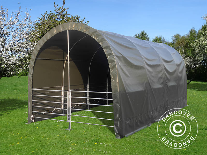 Vindskydd för djur 3x6x2,8m, PVC, Grön - Image 4