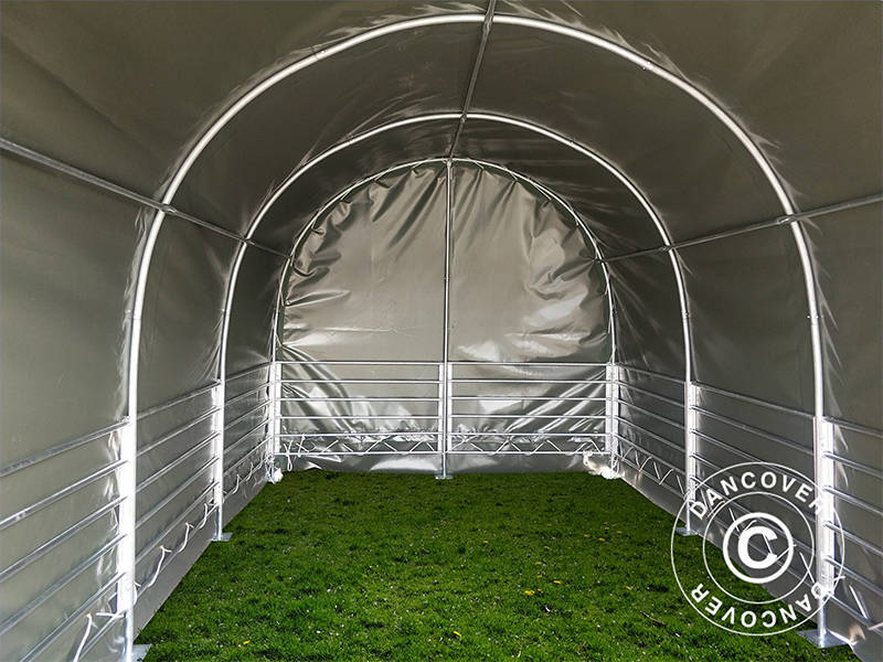 Vindskydd för djur 3x6x2,8m, PVC, Grön - Image 5