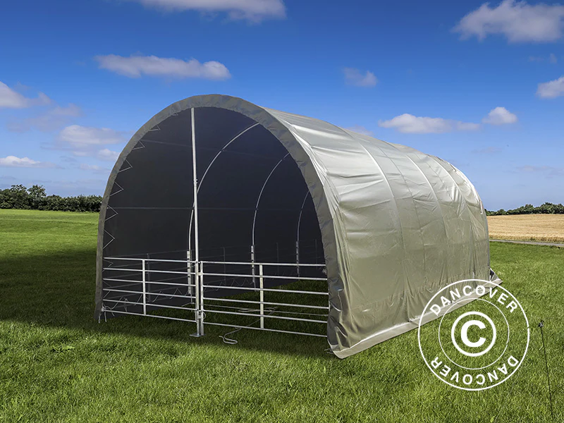 Vindskydd för djur 4x8x3,15m, PVC, Grön - Image 3