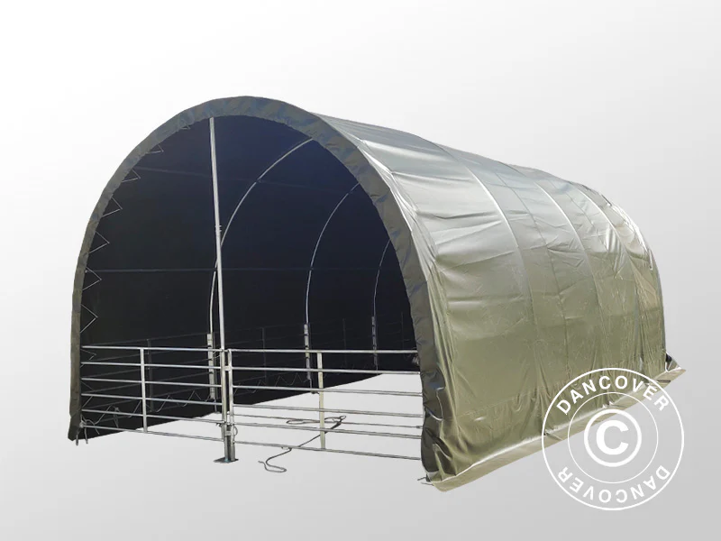 Vindskydd för djur 4x8x3,15m, PVC, Grön - Image 4