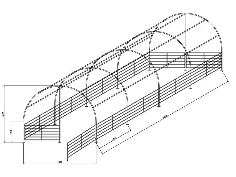 Vindskydd för djur 4x8x3,15m, PVC, Grön - Image 7