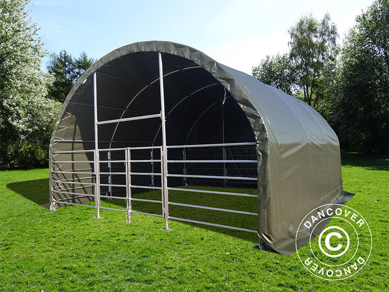 Vindskydd för djur 6x6x3,7m, PVC, Grön - Image 3