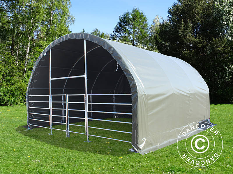 Vindskydd för djur 6x6x3,7m, PVC, Grön - Image 4