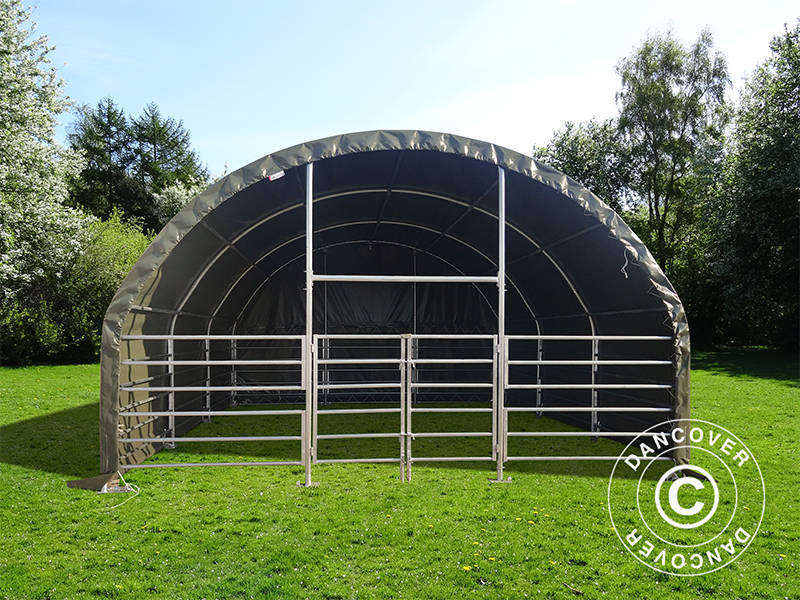 Vindskydd för djur 6x6x3,7m, PVC, Grön - Image 7