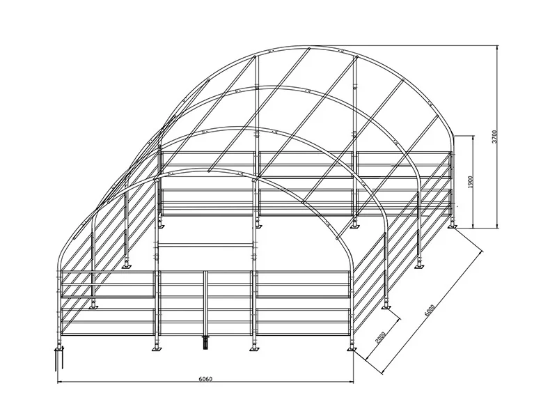 Vindskydd för djur 6x6x3,7m, PVC, Grön - Image 8