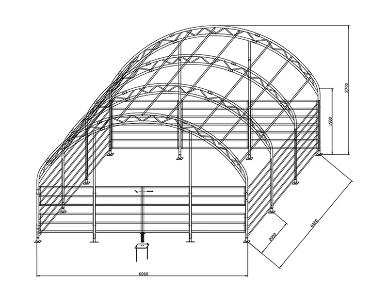 Vindskydd för djur Fackverksstål, 6x6x3,7m, PVC, Grön - Image 9